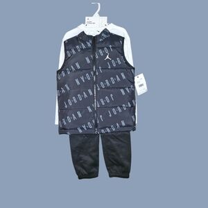 Jordan Kids' 3- Piece Black and White Athletic Outfit